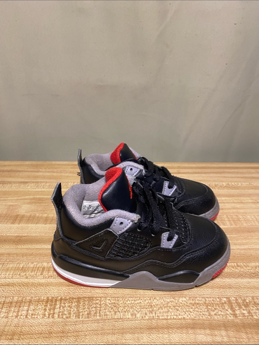 Nike Air Jordan 4 Retro Bred Reimagined TD  Black Shoes size 8c